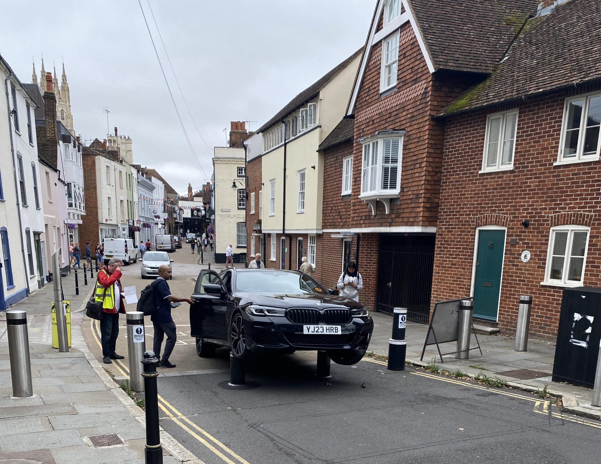 BMW on bollard